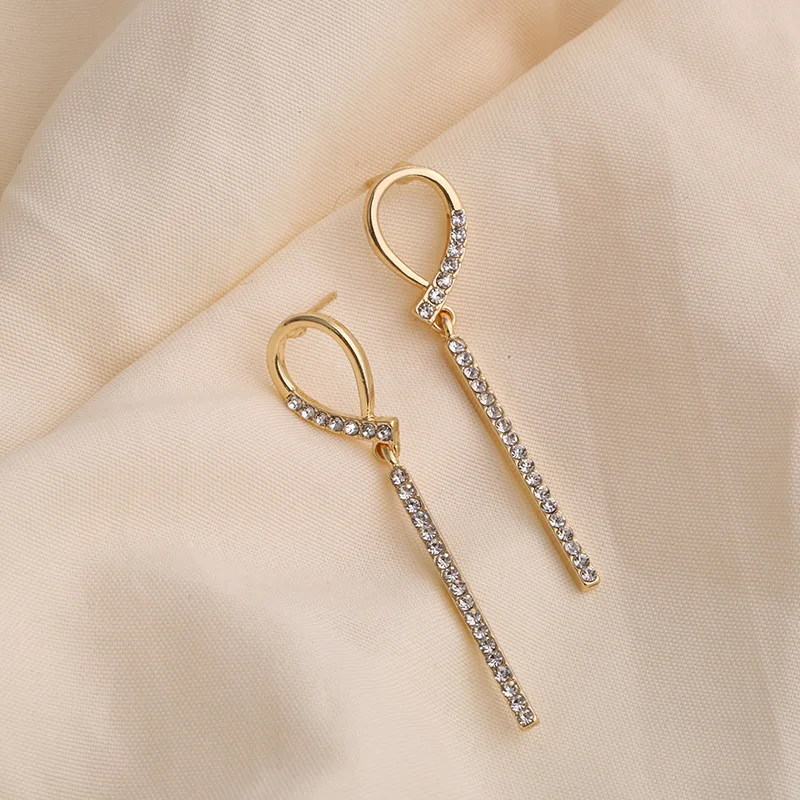 

New Trendy Earrings Long Tassel Earrings Korean Temperament Rhinestone Ear Jewelry