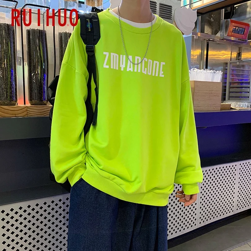 

RUIHUO Print Pullover Sweatshirt Men Clothing Japanese Streetwear Men's Sweatshirt Harajuku Sweatshirts For Men Tops M-5XL 2021