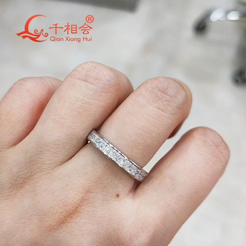 

white moissanite 925 Sterling Silver Ring with 2.5mm square shape Tension setting Eternity Bands Jewelry Rings Engagement