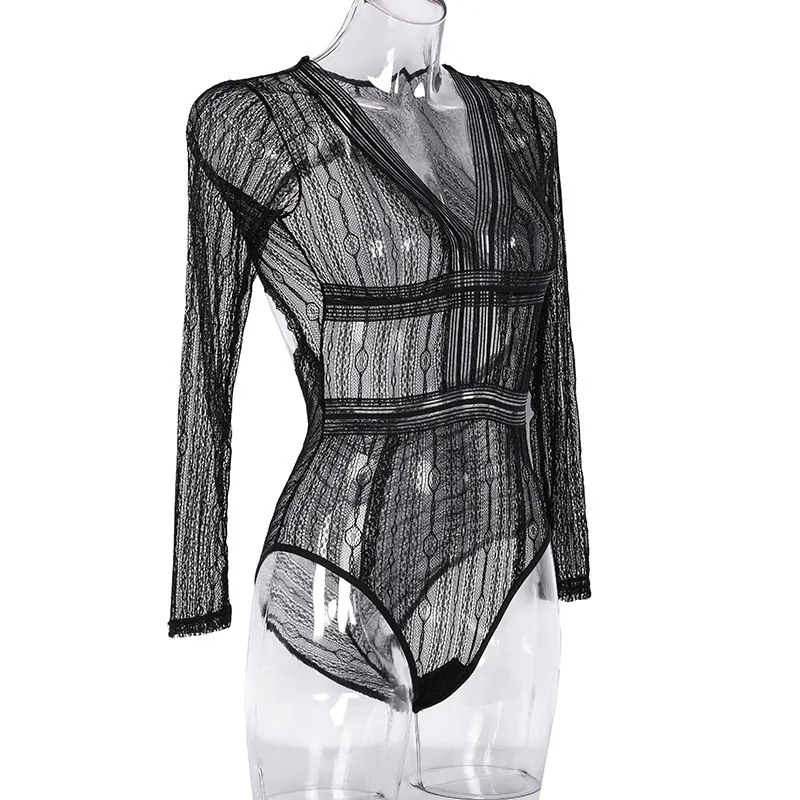 

Sexy underwear new lace long sleeve Jumpsuit