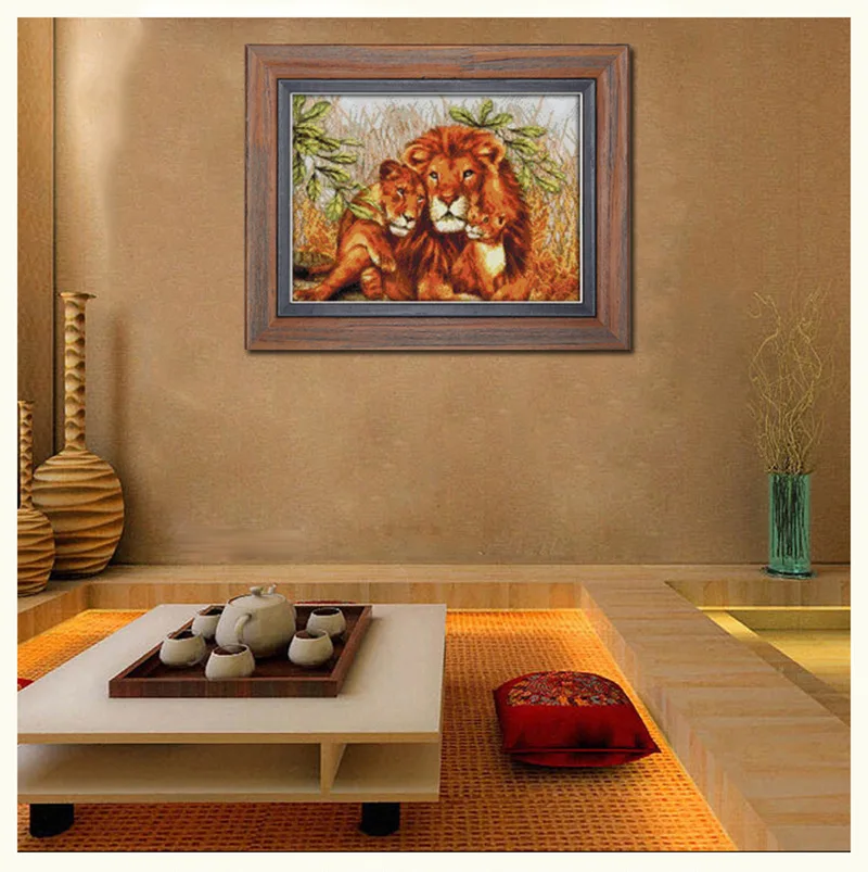 Набор для вышивки львами и пар крестиком DMC|embroidery work|embroidery customcanvas digital camera bag |