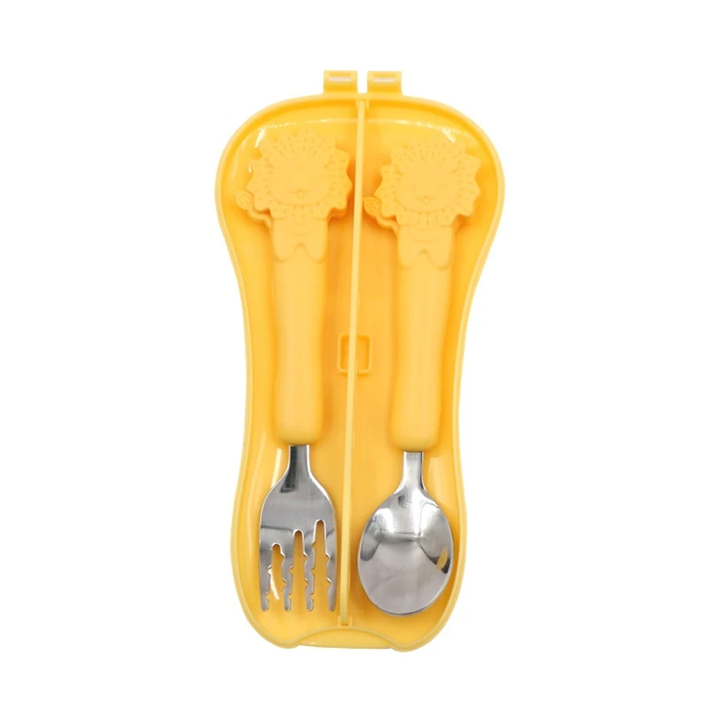 Детская ложка набор из нержавеющей стали и силикона для кормления детей вилка