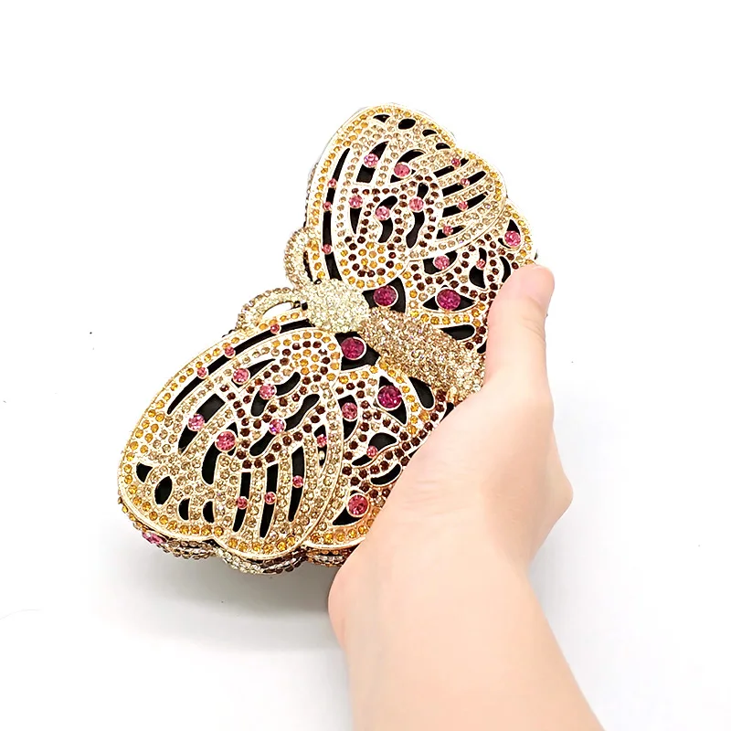 Роскошные женские вечерние кошельки со стразами красивые с бабочками и