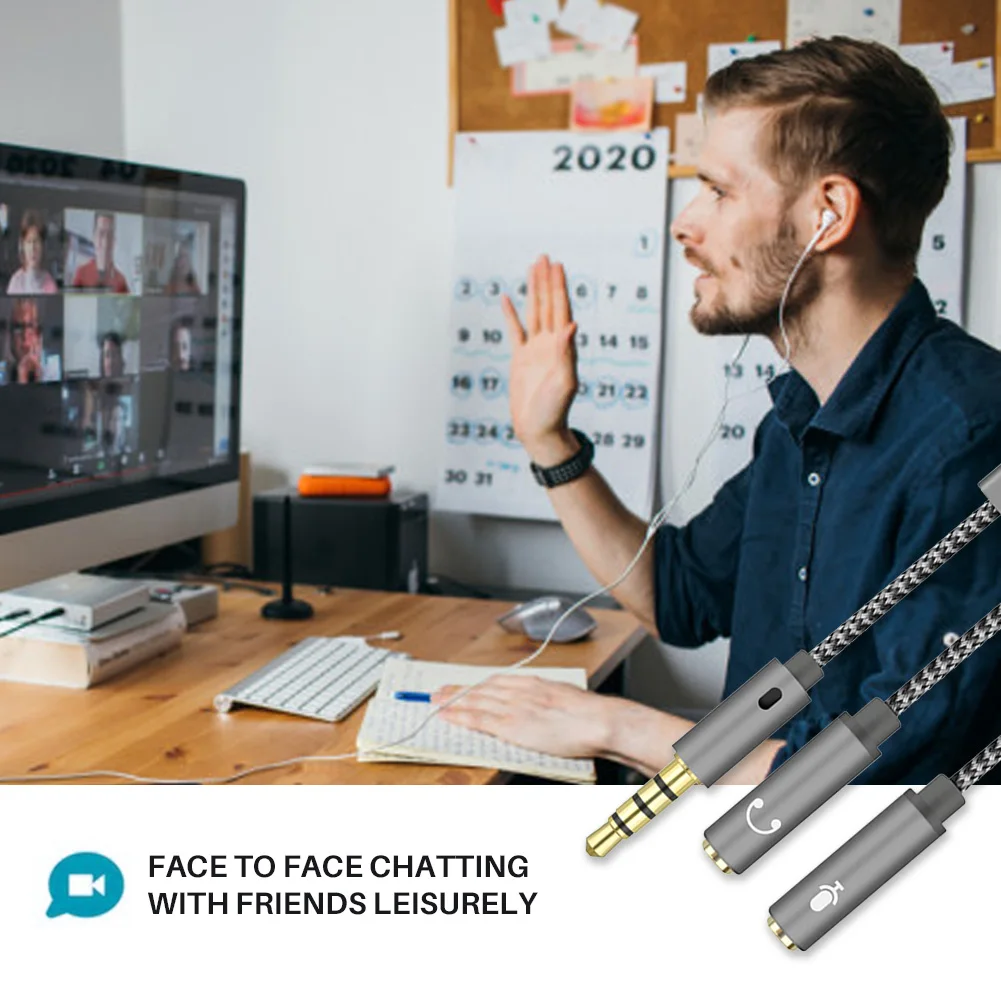 3.5mm Audio Splitter Cable for Computer Jack 1 Male to 2 Female Mic Y AUX Headset Adapter | Компьютеры и офис