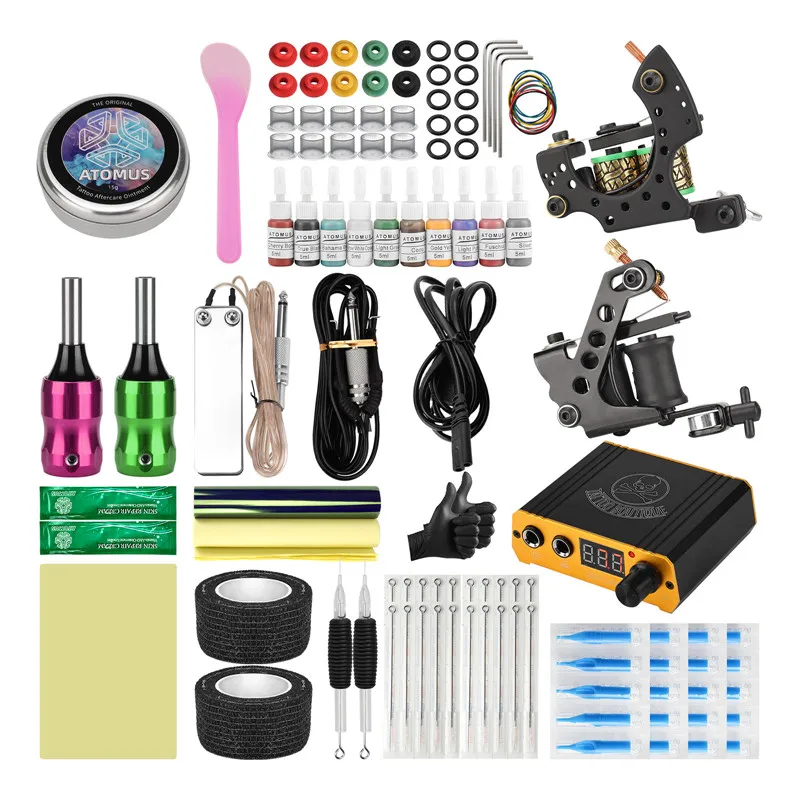 

Набор для тату-машинки JimKing, полный набор для татуировки, чернила для ухода за кожей, кремовые блоки питания, инструменты для боди-арта