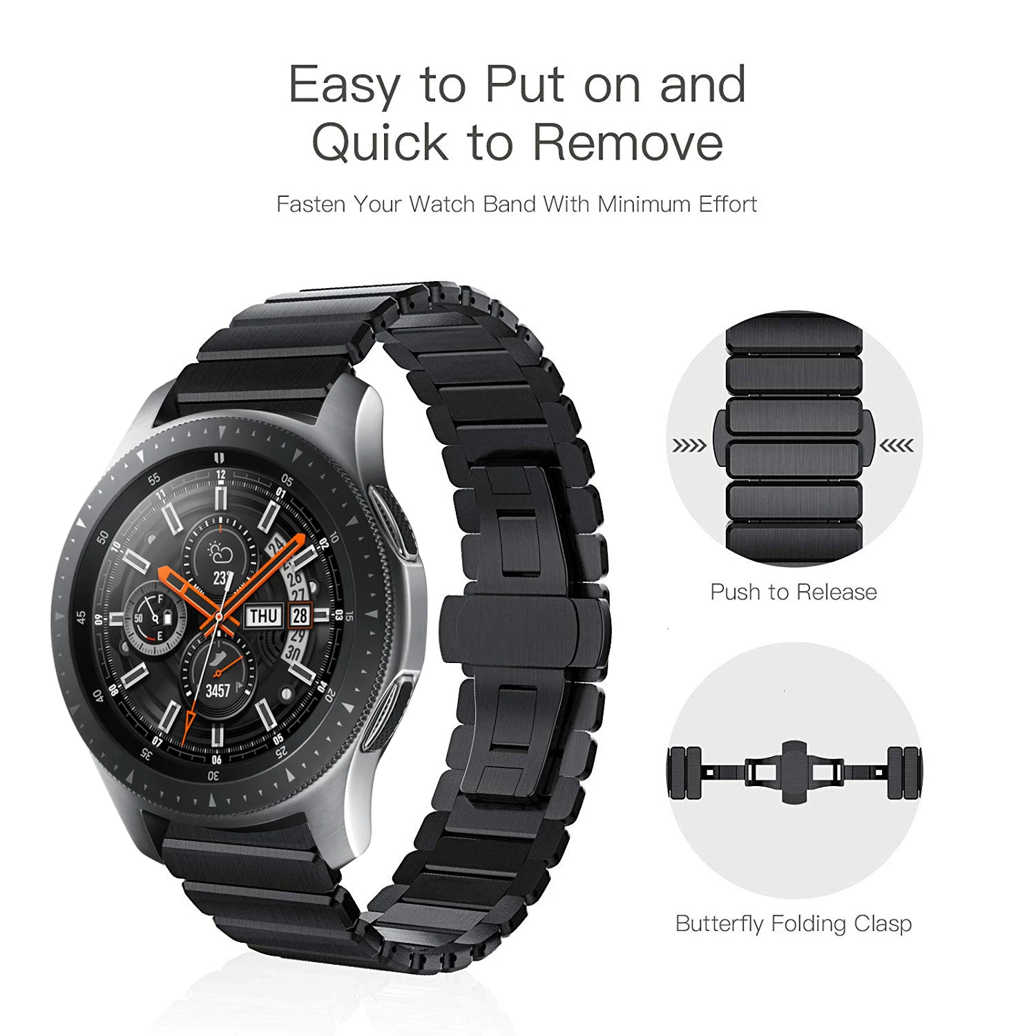 Stainless Steel Replacement Strap Link Bracelet 20mm 22mm for Xiaomi Amazfit Gtr 47mm Stratos 2 Samsung Galaxy Watch 46mm Active