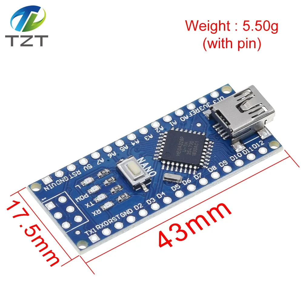 Контроллер Nano 3 0 совместимый с Arduino nano CH340 USB-драйвер без кабеля NANO V3.0 5 шт. - купить