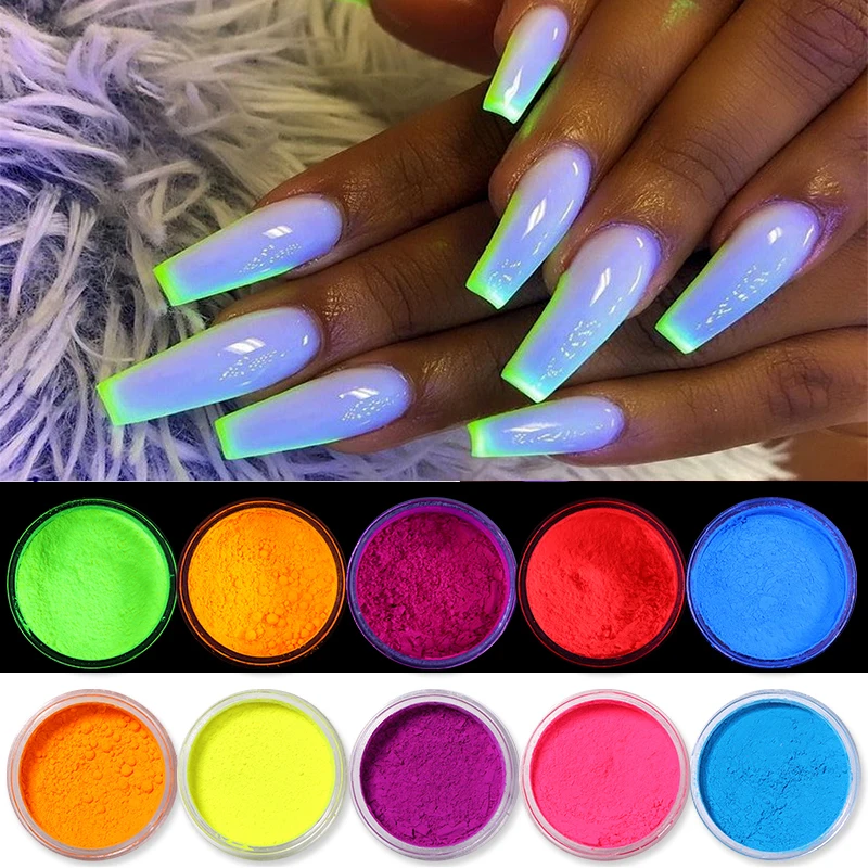 Объемная светится в темноте порошок 10 г долговечная светящаяся пудра для ногтей