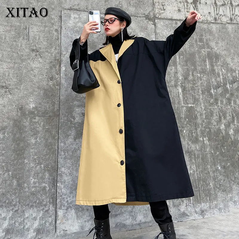 XITAO размера плюс хит цвет Тренч Женская мода новинка 2020 весна полный рукав одна