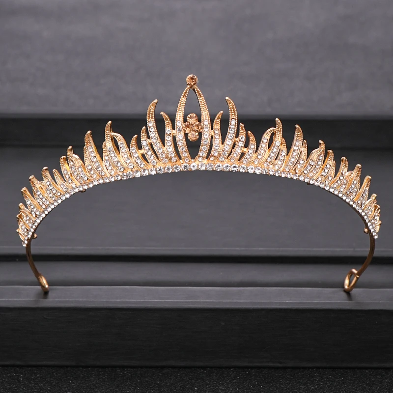 Gold Трендовая свадебная корона для невесты, головной убор золотого и серебряного цвета в стиле барокко, хрустальные диадемы и короны, свадебная тиара, аксессуары для волос - Окраска металла: Gold