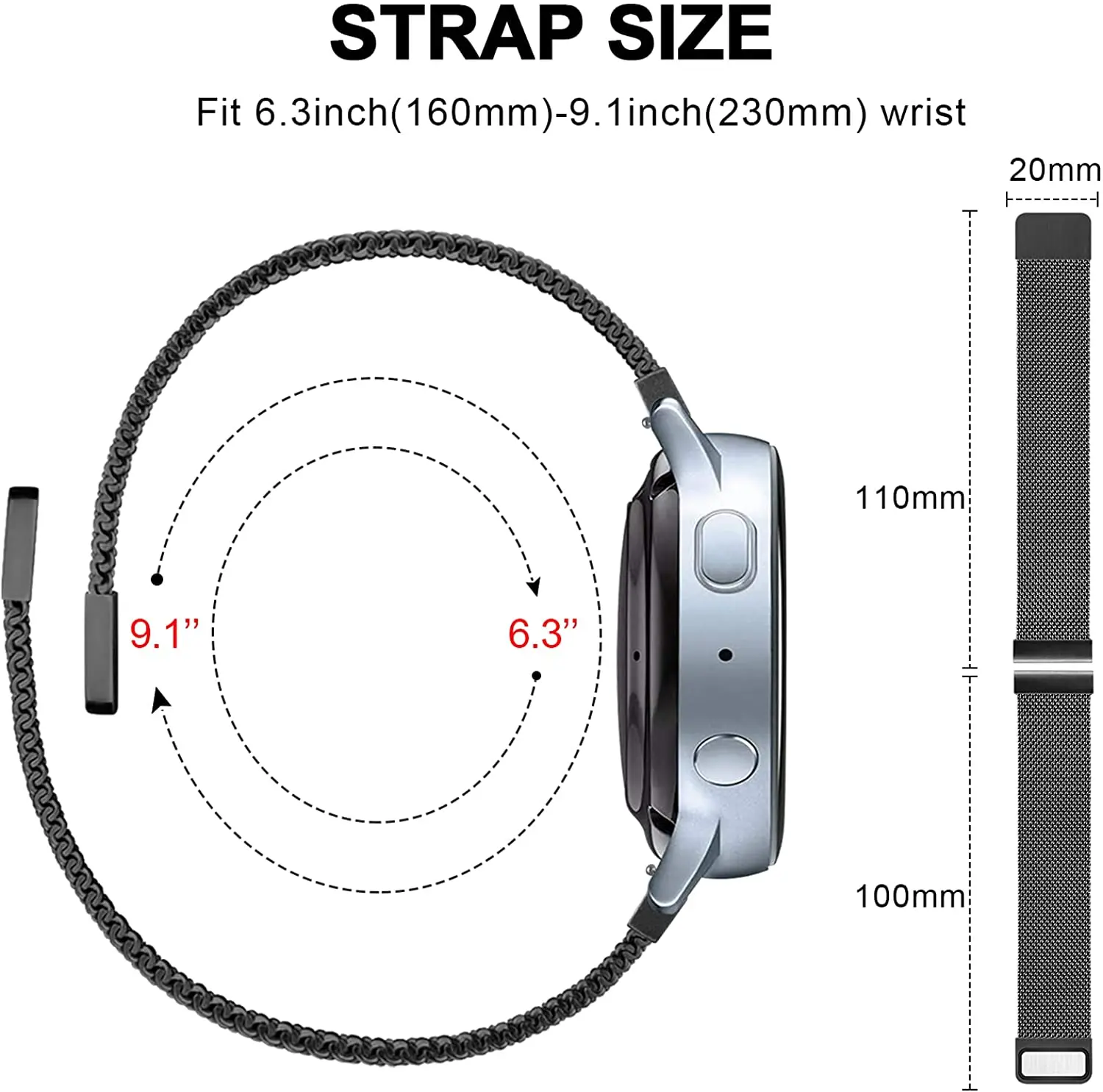 Ремешок для Samsung Galaxy wacth 4/Classic/3/Active 2/46 мм/42 мм магнитный браслет Gear S3 Frontier Huawei GT/2/Pro 20