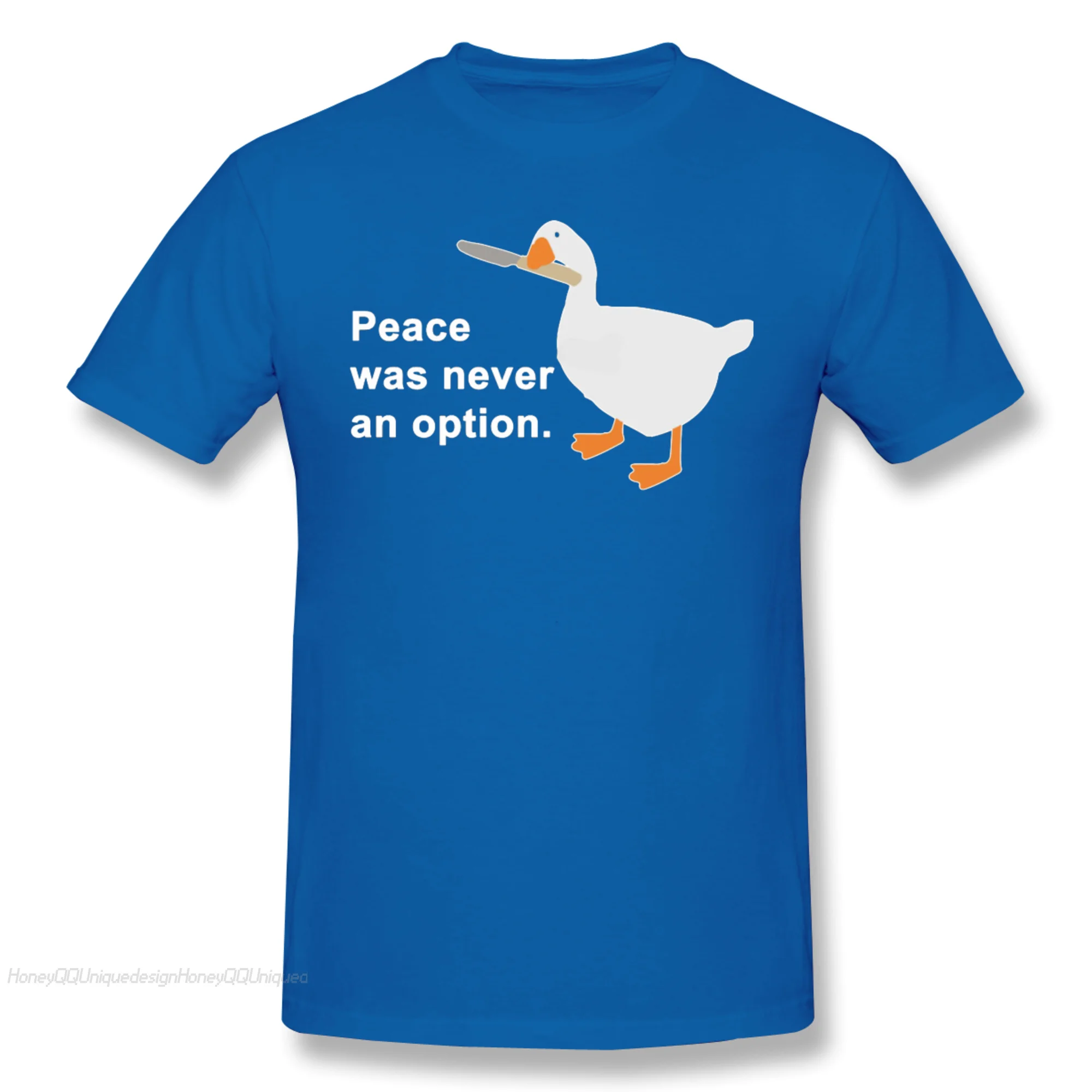 

Peace Was Never An Option Goose T-Shirt Men Cotton Short Summer Sleeve Untitled Goose Games Funny Adventure Casual Shirts Loose