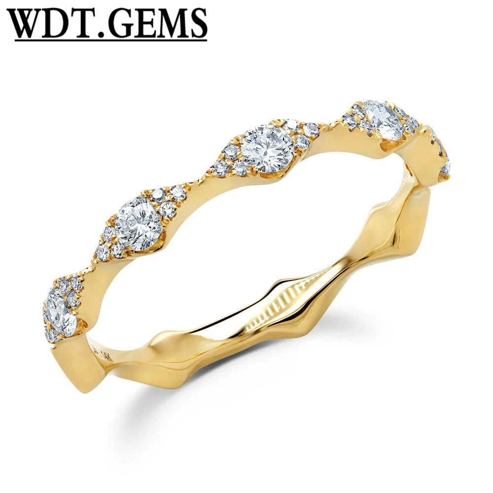 

0.38 CT 10K Yellow Gold Round Cut Diamond Stackable Ring Eye Marquise Shape Band