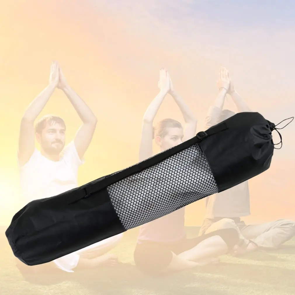 Portable Yoga Pilates Mat Nylon bag Carrier Mesh Center Adjustable Strap Carry Storage Rolling Type Vaccum Compressed Bags | Спорт и