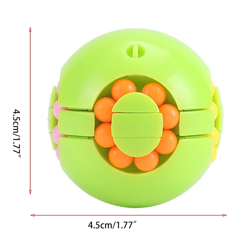 

4XBC Rotary Gyro Stress Relief Cube with Beads Interactive Mini Novelty Toy Sensory Spinner Handhold Gyro for Autism Therapy