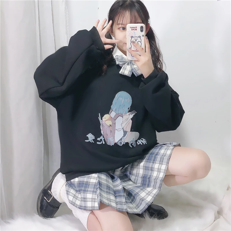 

Cute Hoodies Women Aesthetic Oversized Hoodie Girls Retro Anime Sweatshirt Kawaii Jacket Cartoon Harajuku Streetwear Ulzzang Top