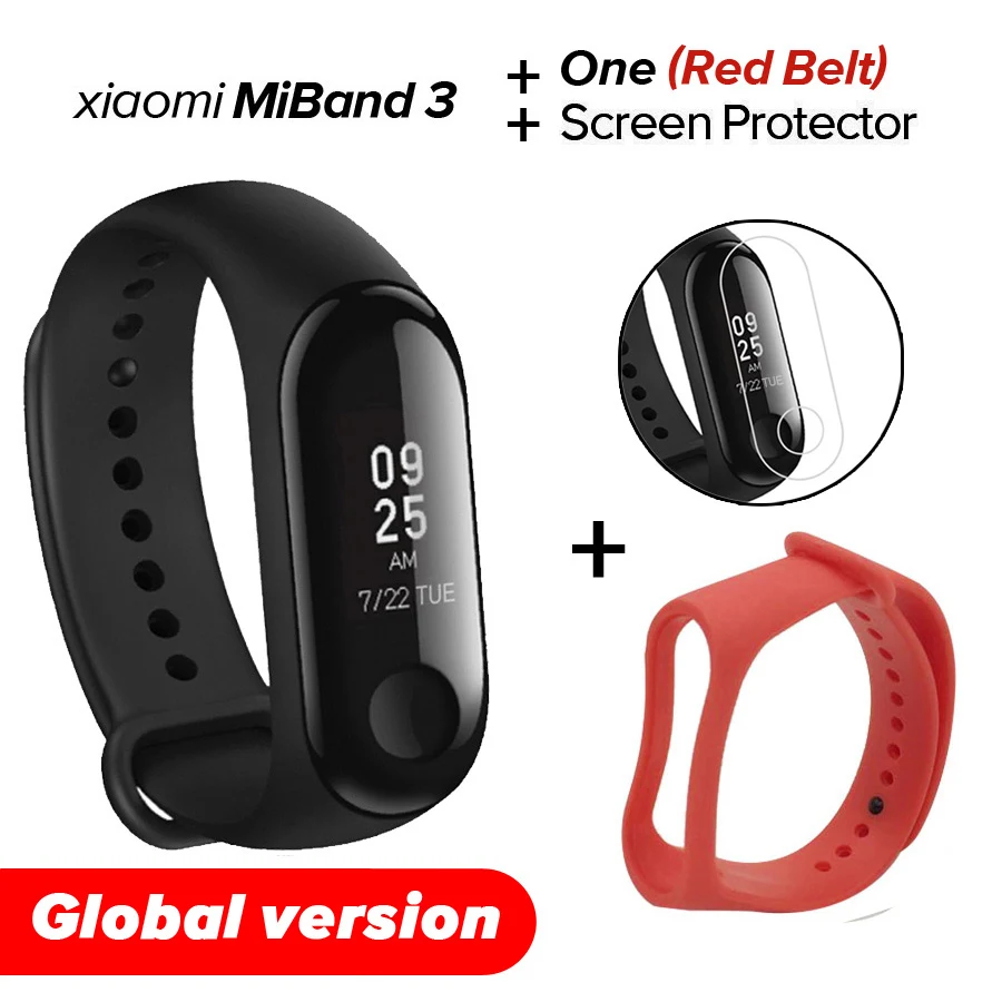 Xiao mi Band 3 mi band 3 фитнес-трекер пульсометр 0,78 ''OLED дисплей Bluetooth 4,2 для Android IOS - Цвет: Global Red N Film