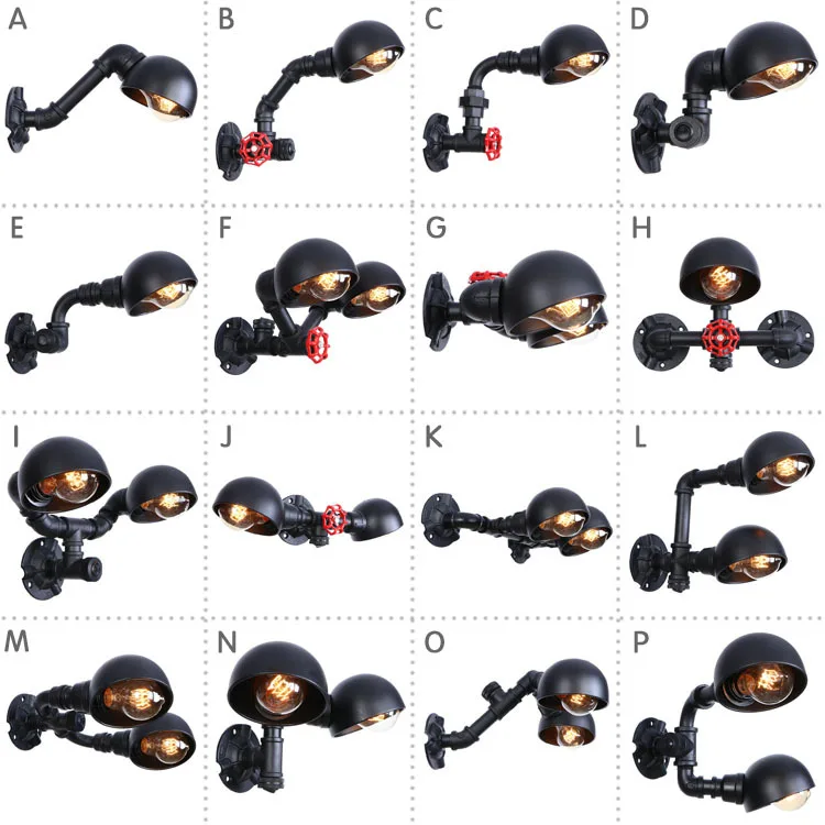 (A K) 220 В настенная лампа с водопроводной трубой ретро промышленное черное