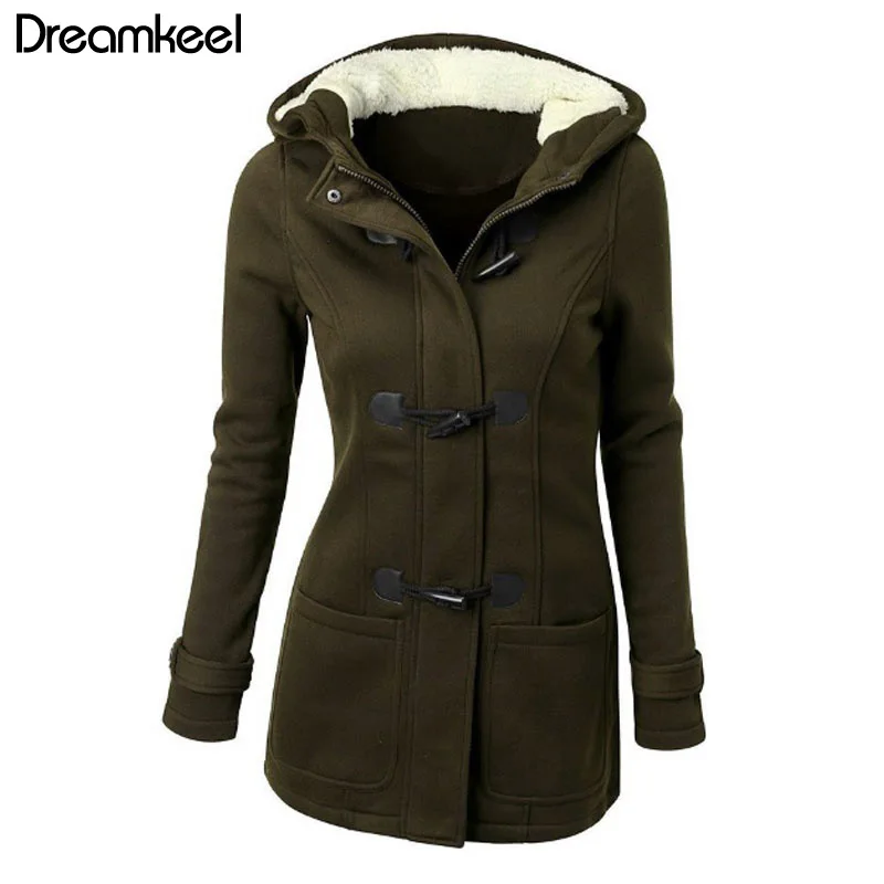 Женское демисезонное пальто с капюшоном Повседневная теплая Толстая куртка на