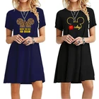 Микки Маус женские повседневные платья, принт с героями мультфильмов Kawaii, принт в стиле бохо платье летнее платье с короткими рукавами трапециевидной формы подол вечерние в винтажном стиле; Vestidos