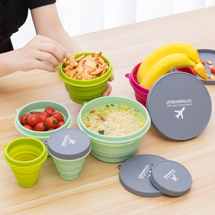 На открытом воздухе дорожные круглые силиконовые складные миски