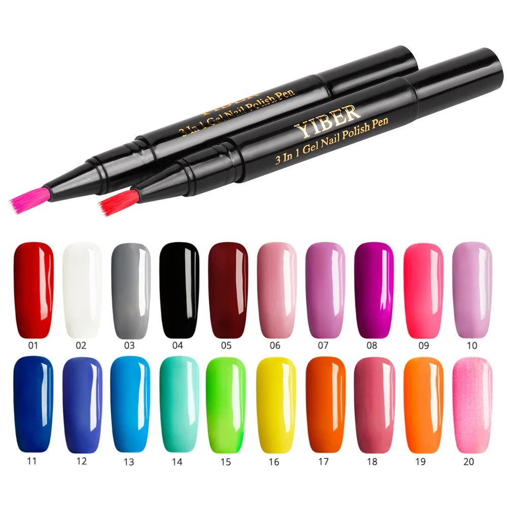 

20 Colors One Step Nail Gel Polish Pen UV Manicure Nail Gel Varnish Pen Nails Art Pencil Optional Easy To Wear Gel Polish Pen