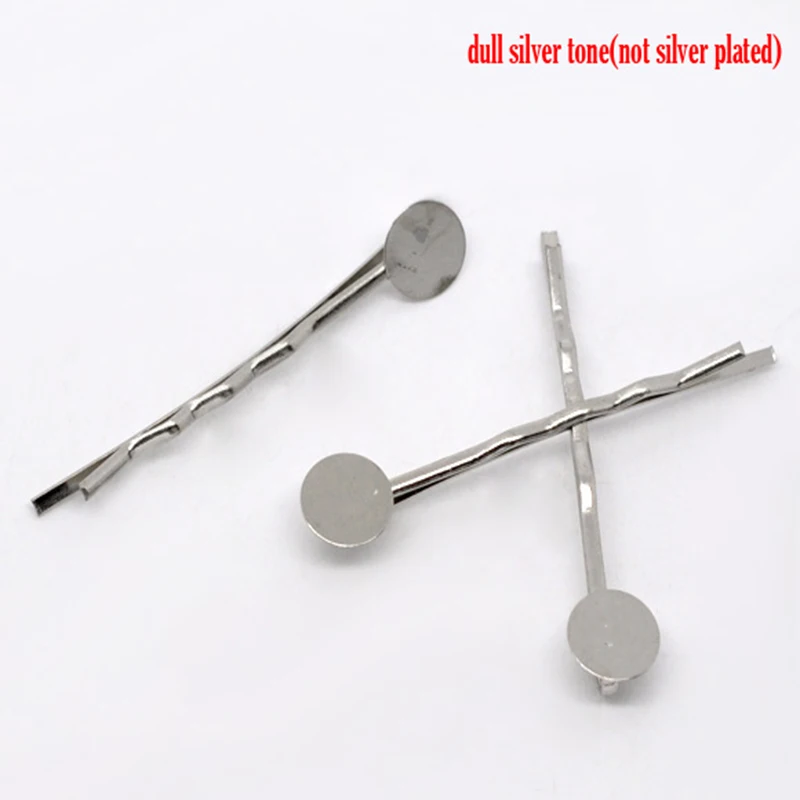 

Doreen Box Hot Selling Silver Color Bobby Pins Hair Clips W /Glue Pad Diy Jewelry Findings 4.4x1.5cm (B11530)