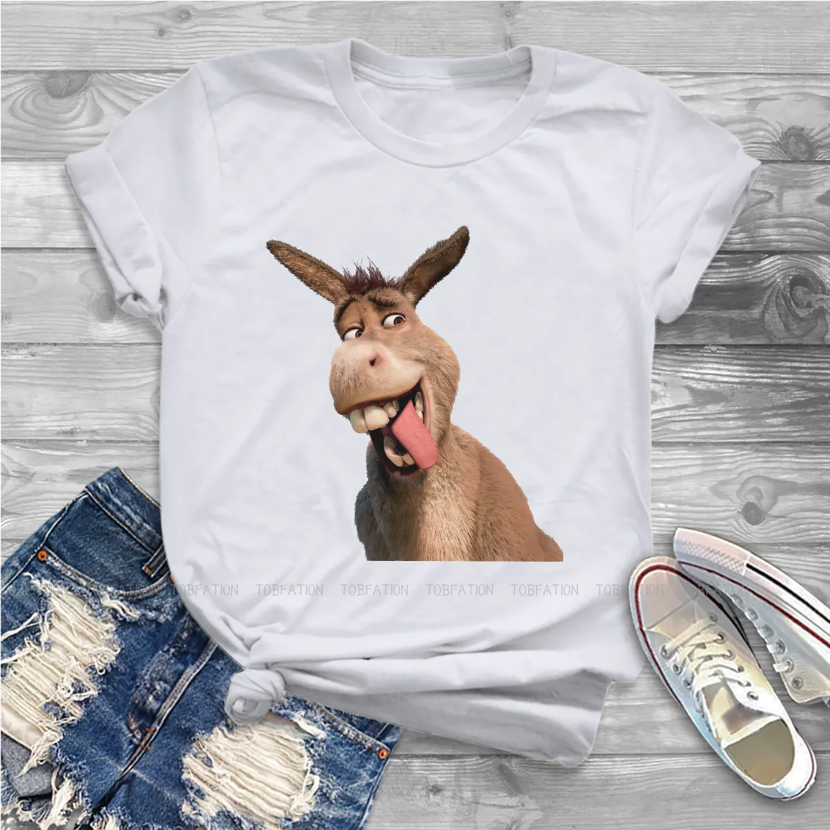 Camisetas de Donkey para mujer, ropa de algodón grande, ropa de calle con imágenes