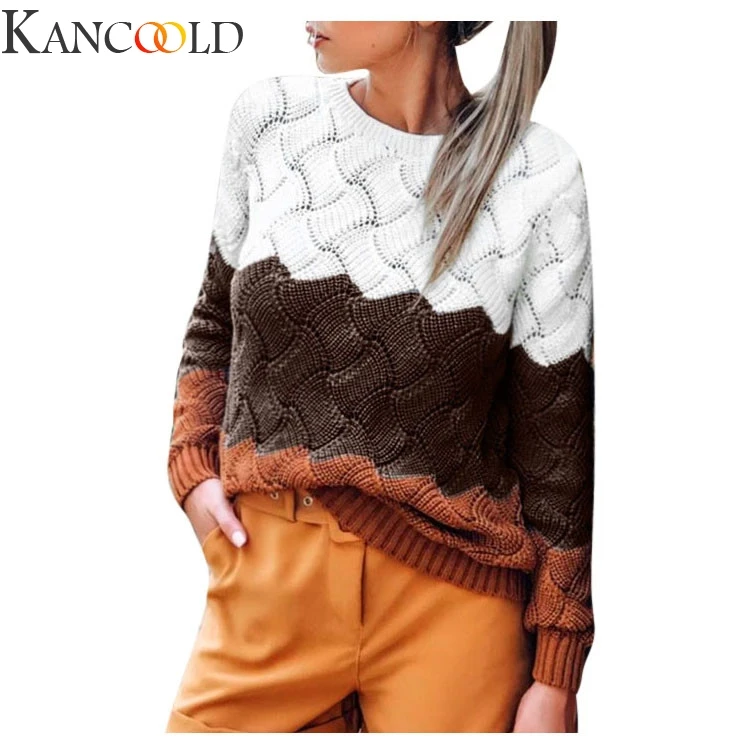 Женский однобортный свитер KANCOOLD с длинным рукавом желтого зеленого винного