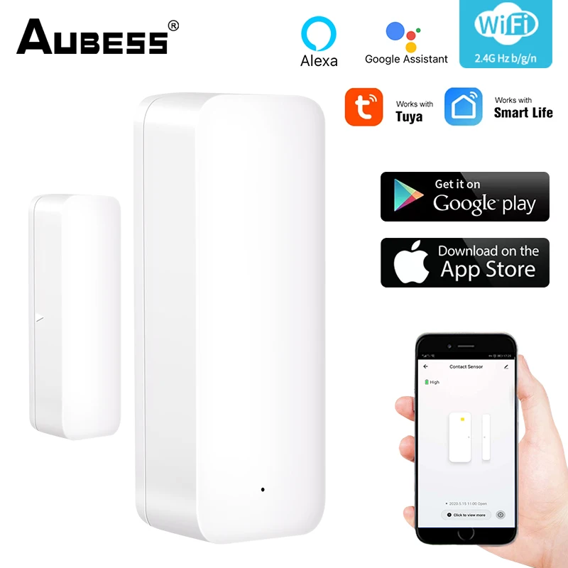 

Tuya Smart WiFi Door Sensor Door Open / Closed Detectors Security Protection WiFi App Notification Alert Alarm Via Alexa Google