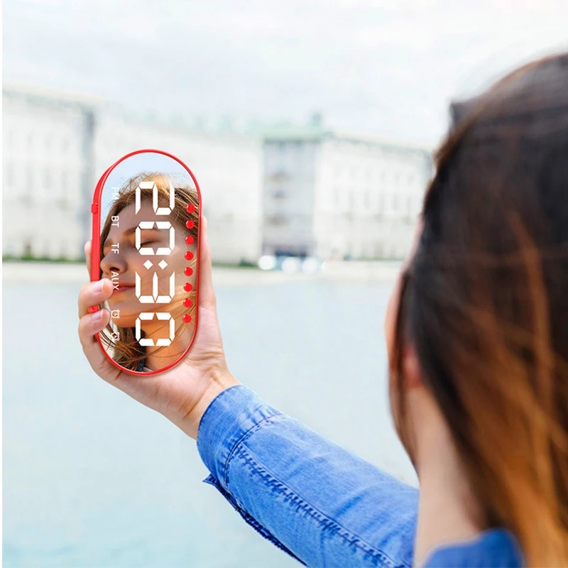 Портативная bluetooth-колонка с двумя будильниками/AUX Audio /Beauty Mirror Screen/3D Surround/TWS Small Bass Box