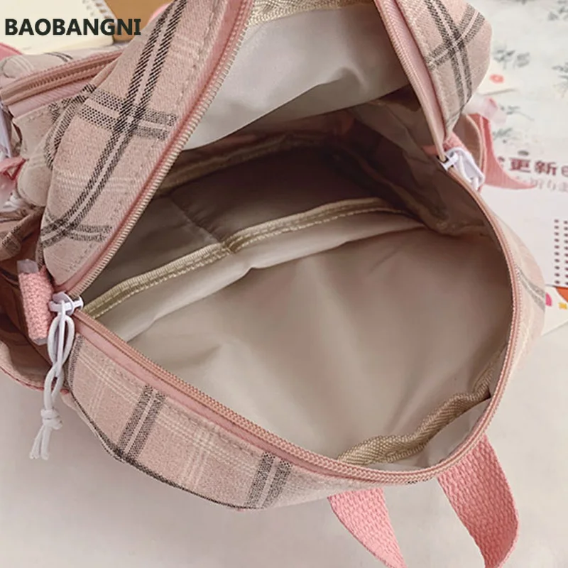 

Backpacks Women Plaid Sweet Kawaii Small Students Schoolbag Preppy Fashion Womens Korean Style Backpack 2020 Travel Shoulder Bag