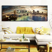 new york city landscape brooklyn bridge night view canvas paintings on the wall art posters and prints pictures for room decor