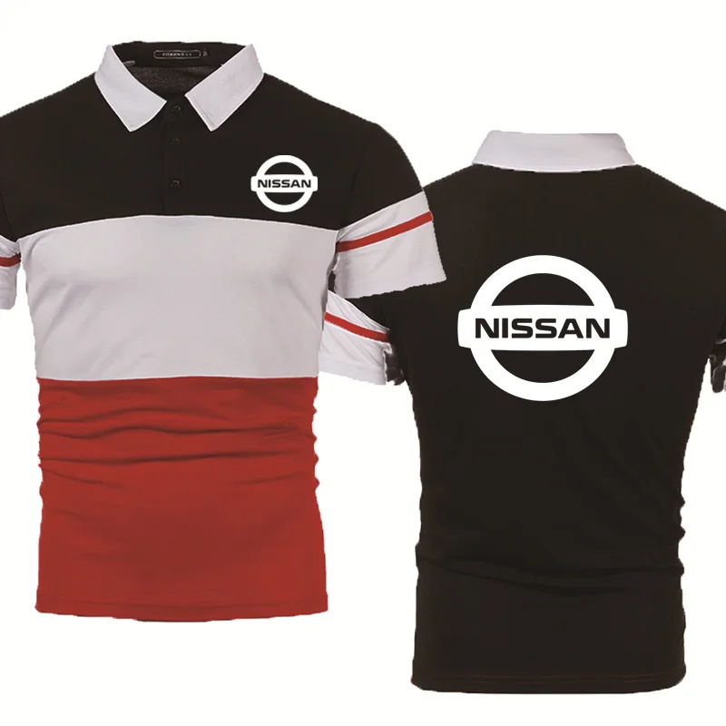 

Fashion Mens Short Sleeve Nissan Car Logo Summer casual male solid colour Cotton Fashion HipHop Harajuku Men's polo shirt Clothe
