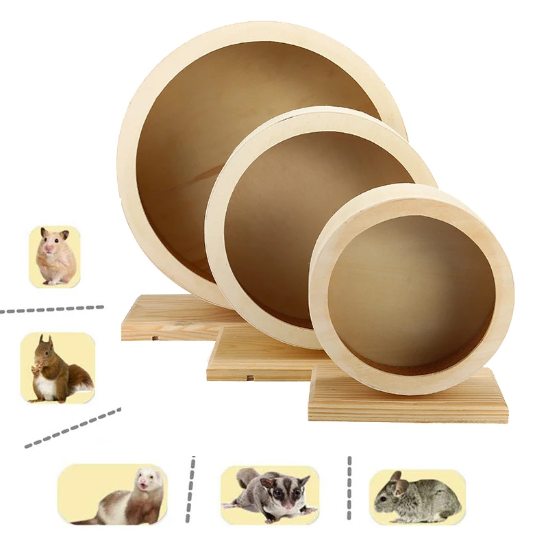 

Funny Wooden Mute Hamster Running Wheel Chinchilla Guinea Pig Pet Sport Toy Small Animal Supplies Exercise Wheels