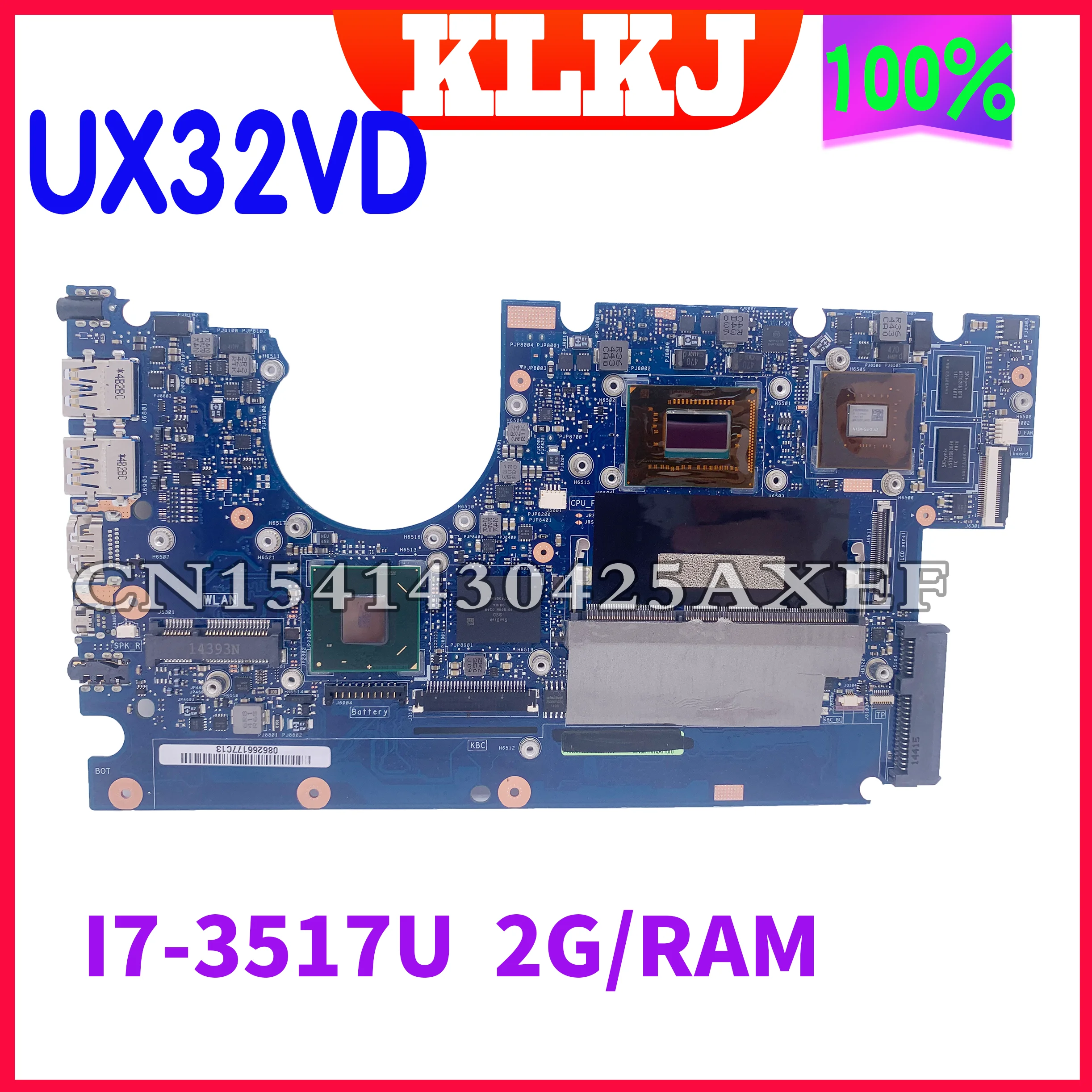 

Dinzi new UX32VD Laptop motherboard For Asus UX32 UX32V UX32VD Test original mainboard I7-3517U GT620M 2G RAM 100% test OK