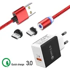 Магнитный зарядный кабель Micro USB для Redmi 6 7 Huawei Y5 Y6 2018 Y7 2019 P Smart QC 3,0, адаптер быстрой зарядки для Samsung M10 J7 A7 A6