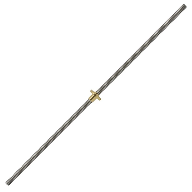 

500mm T8 Lead Screw and Brass Nut (Acme Thread, 2mm Pitch, 4 Starts, 8mm Lead) for 3D Printer Z Axis