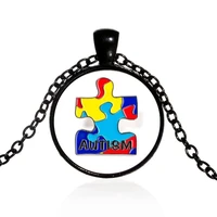 new caring for children with autism photo glass pendant necklace jewelry accessories for womens mens fashion friendship gifts