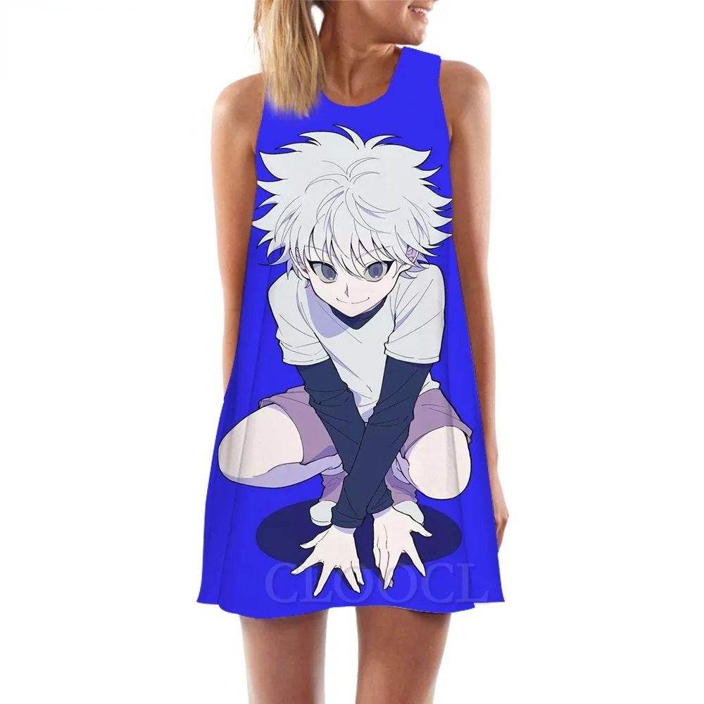 

Женское платье-майка CLOOCL, короткое платье с 3D принтом из мультфильма Hunter X Hunter, модная уличная одежда