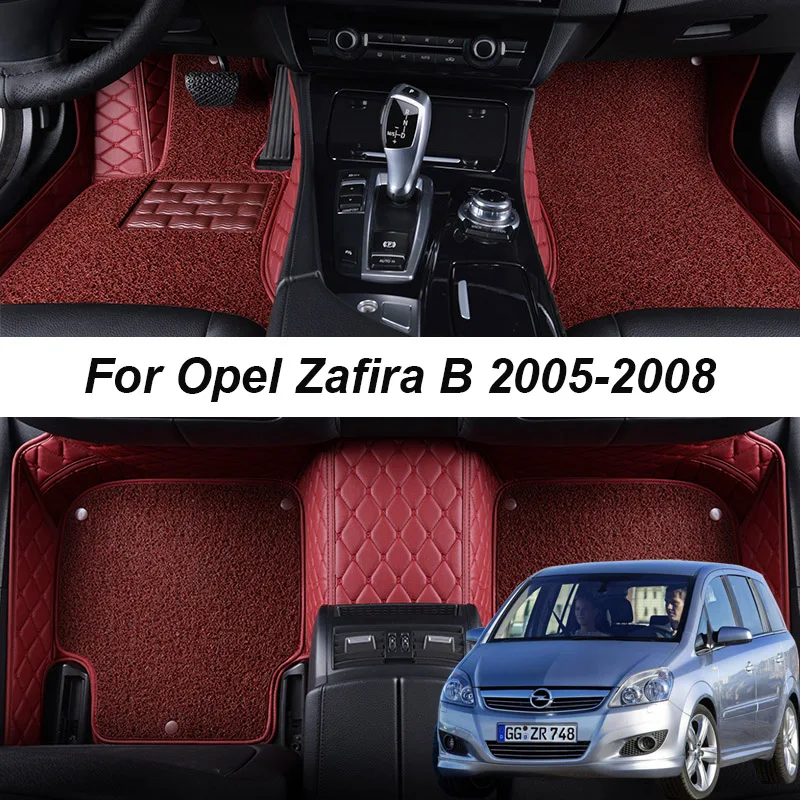 

Double layer Leather interior Parts Customized Car Floor Mat For Opel Zafira B 2005 2006 2007 2008 Carpets Rugs Pads Accessories