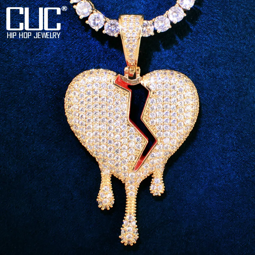 

Цепочка с подвеской в виде сердца для мужчин и женщин, украшение с кулоном в стиле хип-хоп, кубический цирконий, рок-рэпер, красное масло