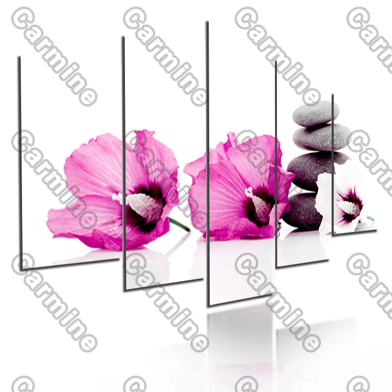 

Poster Pink Kapok Stone Plant Canvas Painting 5Pcs Posters Painting Wall Art Decoration for Living Room and Bedroom Frameless