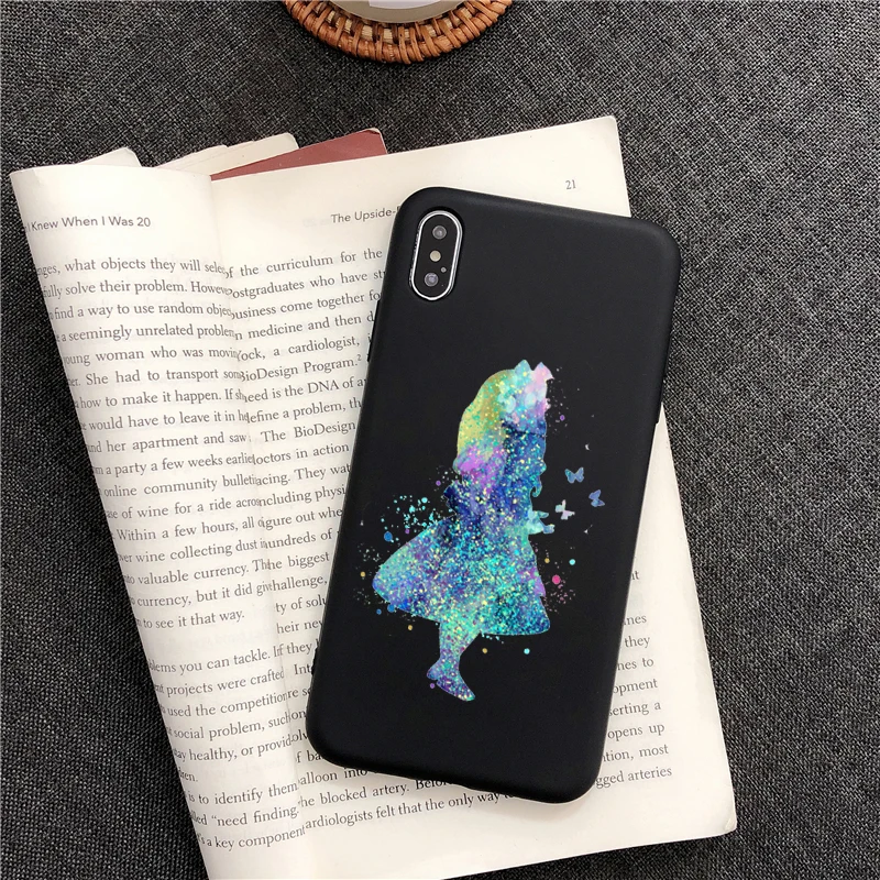 Чехол для телефона с изображением принцессы Алисы в стране чудес для iphone 8 plus, чехол для телефона для iphone X, 5S, SE, 6, 6s, 7 Plus, 11 PRO MAX, Черный силиконовый чехол из ТПУ