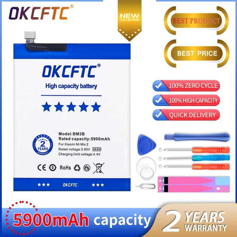 

OKCFTC 5900mAh BM3B Good Quality Battery For Xiaomi Mi Mix 2 2S II 5.99" MIX2 MIX2S Battery