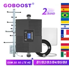 Усилитель сотовой связи GOBOOST GSM 2G 3G LTE 4G, Усилитель сотового сигнала 850 900 2100, стандарт интернет 1800 1900 1700 МГц, ретранслятор 2 диапазона