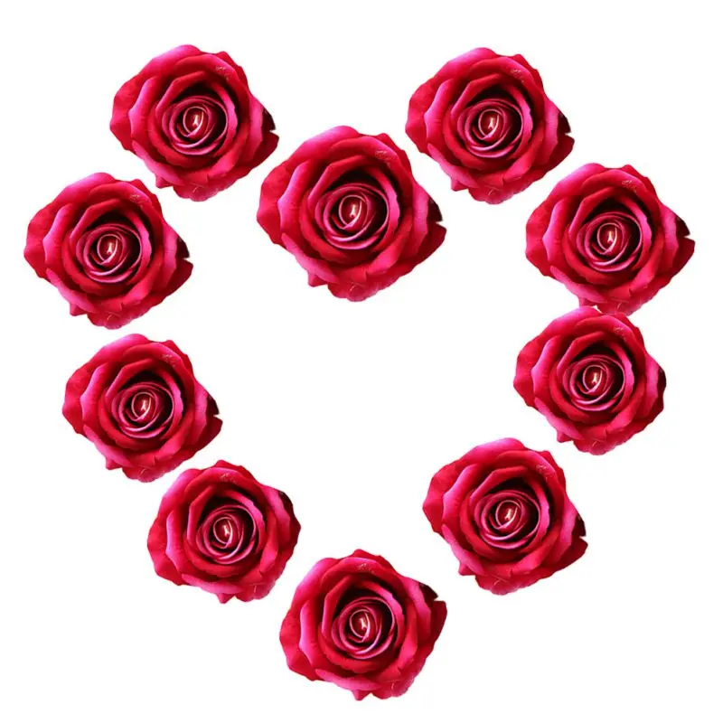 

10pcs Artificial Roses Head Fake Flowers Wedding Home Decoration Flannel Flower Roses Heads Weddings And Crafts Party Decor Gift