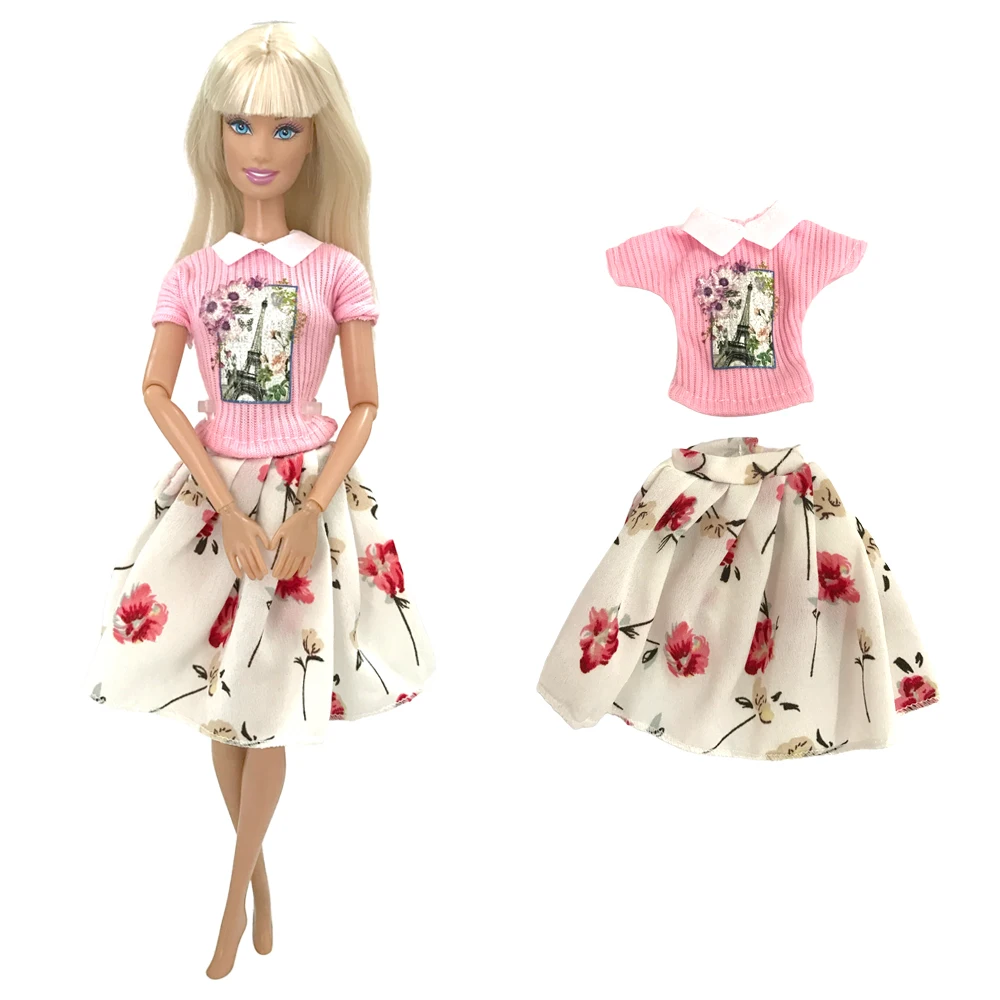 

1 комплект, платье для куклы NK, розовая рубашка, повседневная одежда, юбка, одежда для девочек, наряд, аксессуары, Одежда для куклы Барби, кукольный домик, детские игрушки