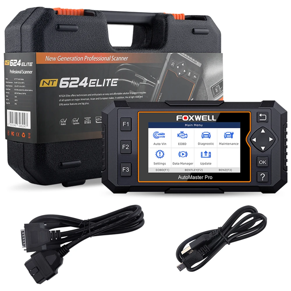 Foxwell NT624 Elite OBD2 сканер полная система OBD2 автомобильный сканер EPB сброс масла диагностический инструмент автомобильные аксессуары бесплатное обновление