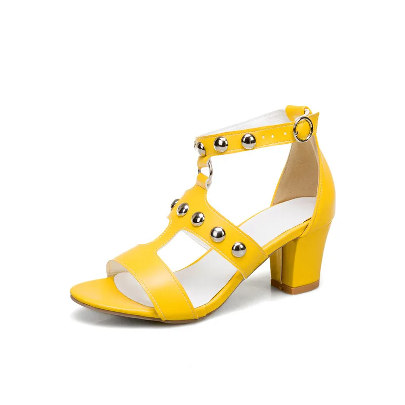 Модные желтые черные сандалии YQBTDL на высоком блочном каблуке женские босоножки с